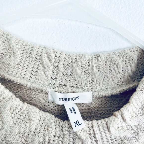 Maurices size XL beige knit plaid detail sweater top - Picture 3 of 4